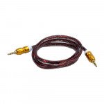 Wholesale Auxiliary Music Cable 3.5mm to 3.5mm Heavy Duty Braided Wire (Dark Red)